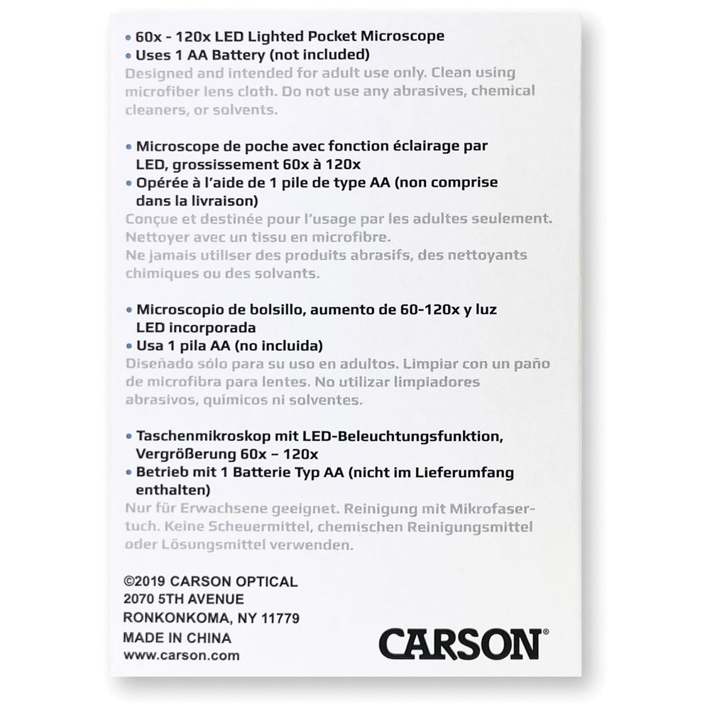 Microbrite Plus 60x-120x LED Lighted Zoom Pocket Microscope