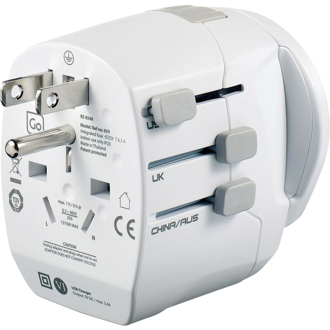 Worldwide Grounded Adapter + USB
