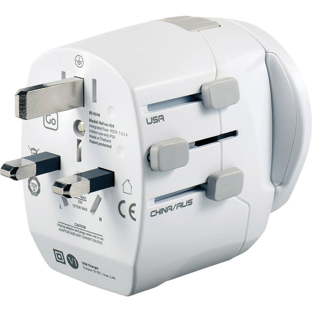 Worldwide Grounded Adapter + USB