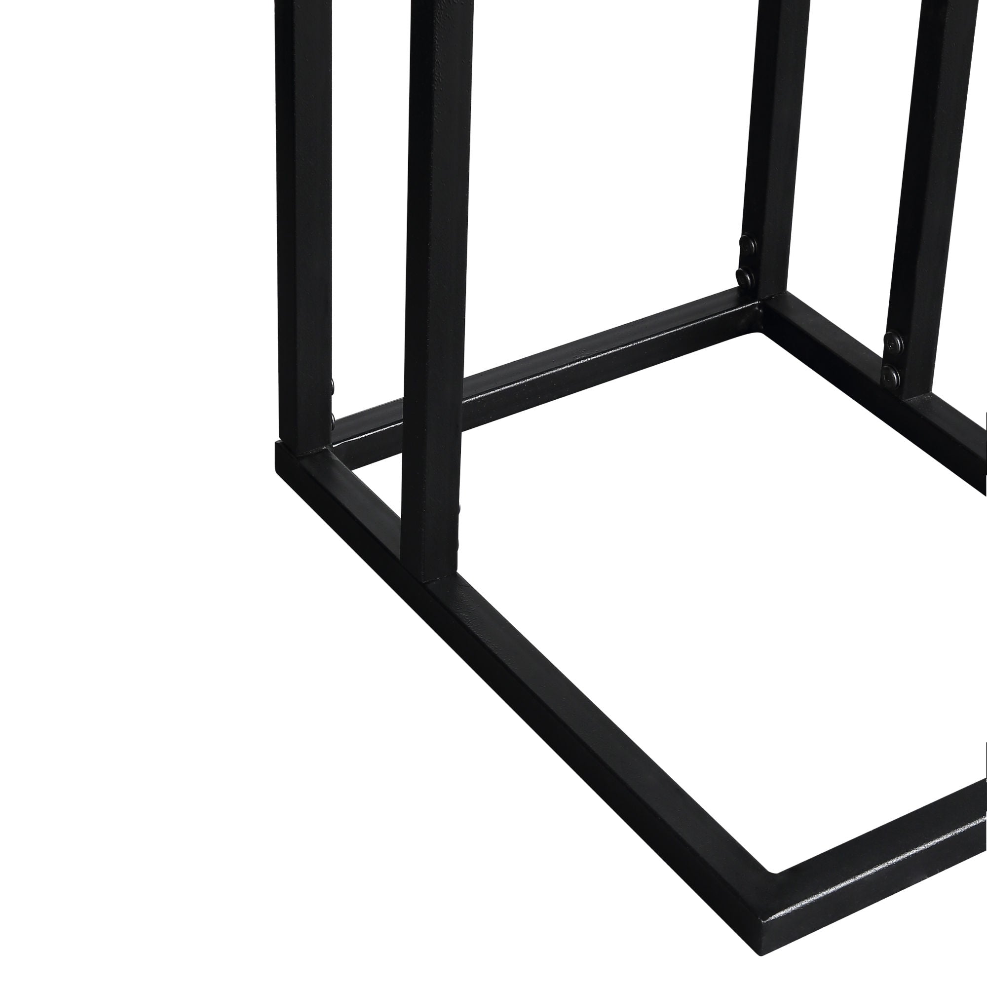 U_STYLE C-Shaped Sofa Side Table Snack End Table Beside Bed Sofa Portable Workstation, Black