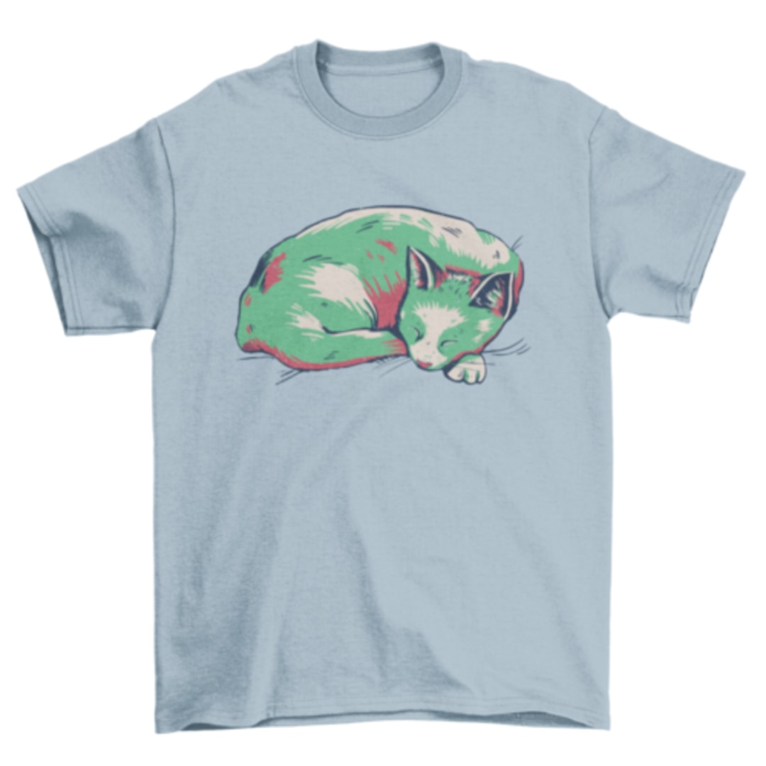 Duotone sleeping cat t-shirt