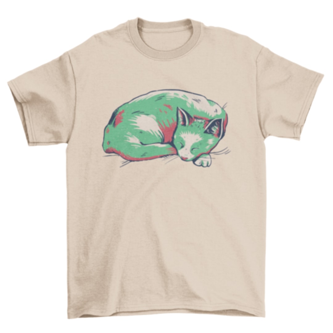 Duotone sleeping cat t-shirt