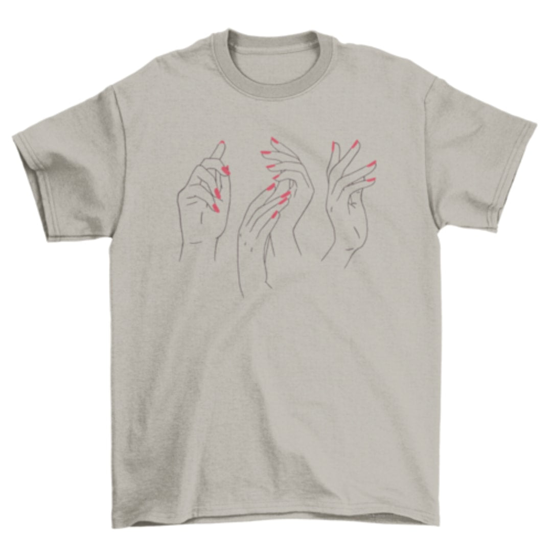 Woman hands t-shirt