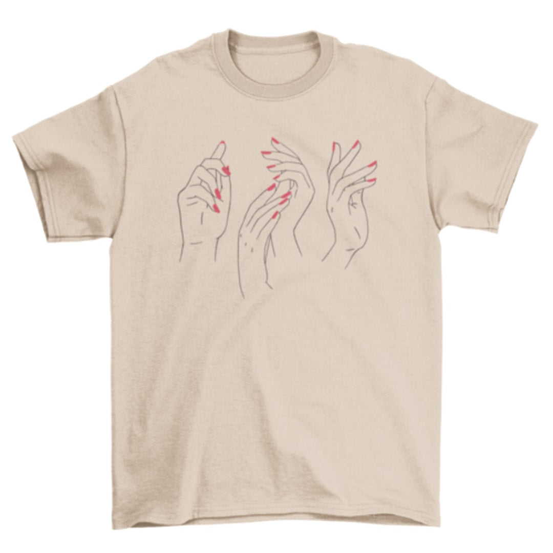 Woman hands t-shirt